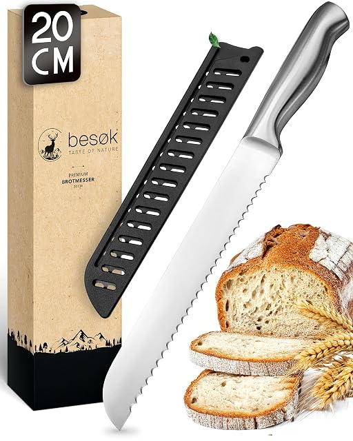 Coltello da pane seghettato in acciaio inox besøk da 20 cm