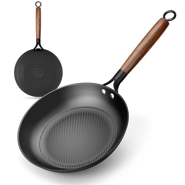 Padella in ghisa alleggerita YUTANN da 20 cm con manico in legno