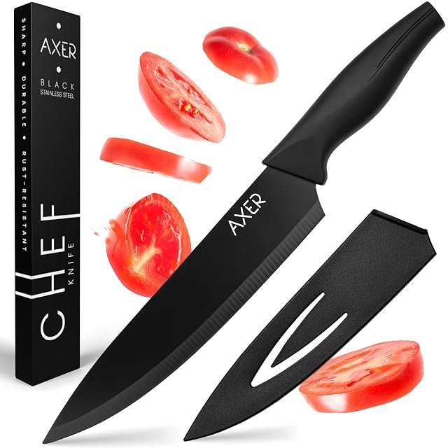 Coltello da chef in acciaio inox Axer da 20 cm con copri-lama