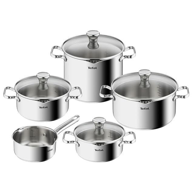 Batteria da cucina in acciaio inox Tefal Duetto da 9 pezzi