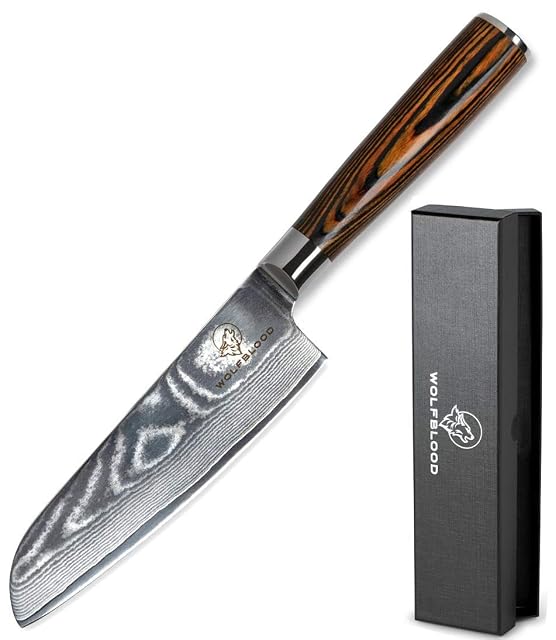 Coltello santoku in Damasco a 67 strati Wolfblood da 24 cm