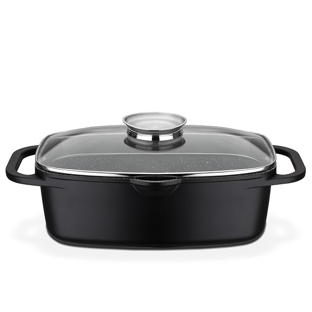 Rostiera in alluminio pressofuso GSW Gourmet Granit con coperchio