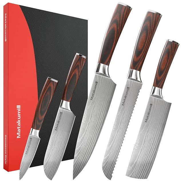 Set di coltelli da cucina Matakumi MA6545 con motivo Damasco