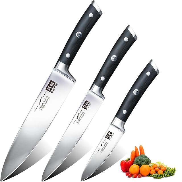Set di 3 coltelli da cucina in acciaio tedesco SHAN ZU