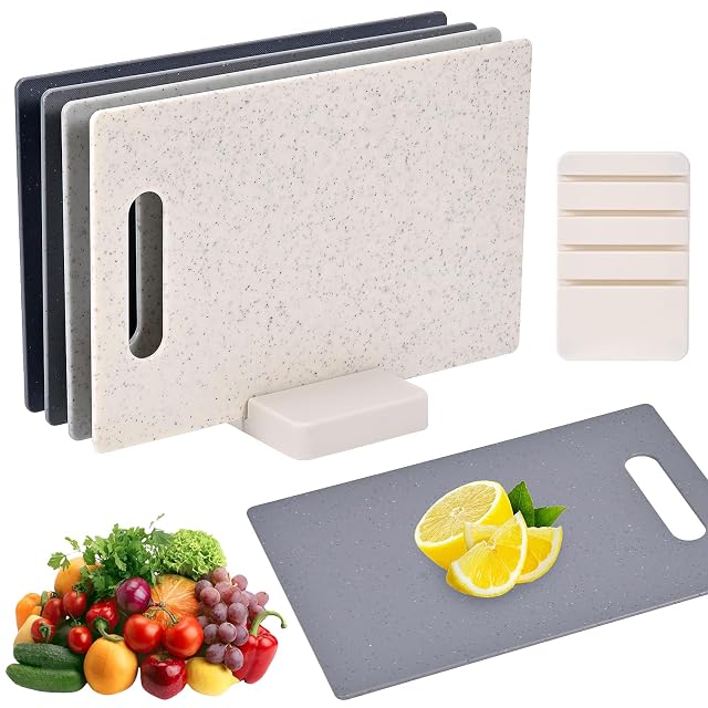 Set di 4 taglieri in plastica YVCVQKUC con supporto