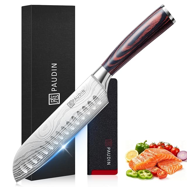 Coltello santoku PAUDIN da 17,8 cm con manico in pakkawood