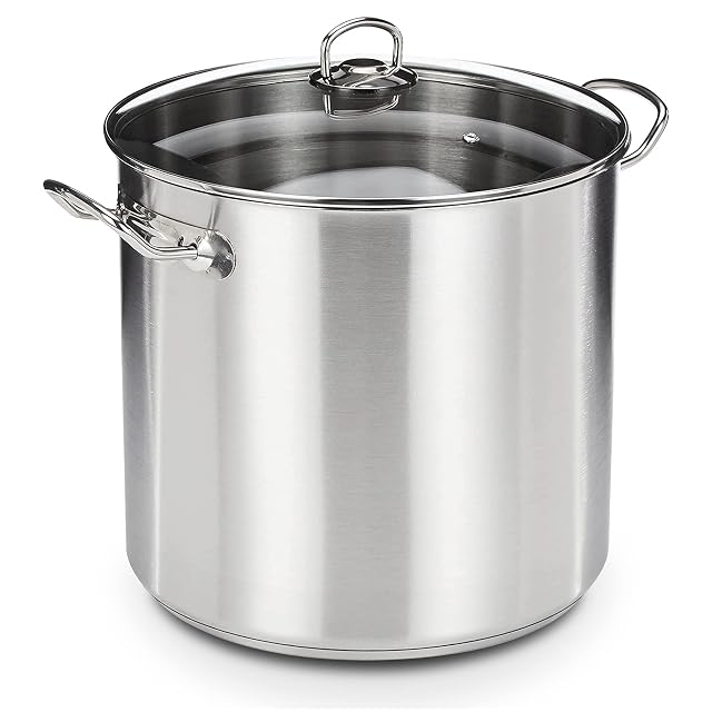 Pentola alta in acciaio inox GSW 643474 Profi da 20 litri con coperchio in vetro